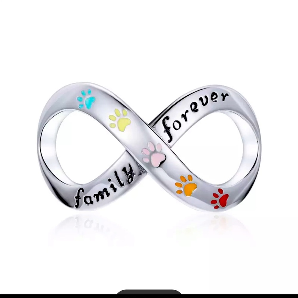 New 925 Silver Forever Family Infinity Love Charm